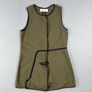 2011 Manri Vest Tunic Dress Women’s 42 Green Cutout Zip Snap Long Utility Trim